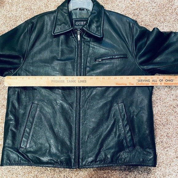 🌟3xHP🌟2010 Guess Black Pebbled Leather Zipper Jacket L - Picture 13 of 16